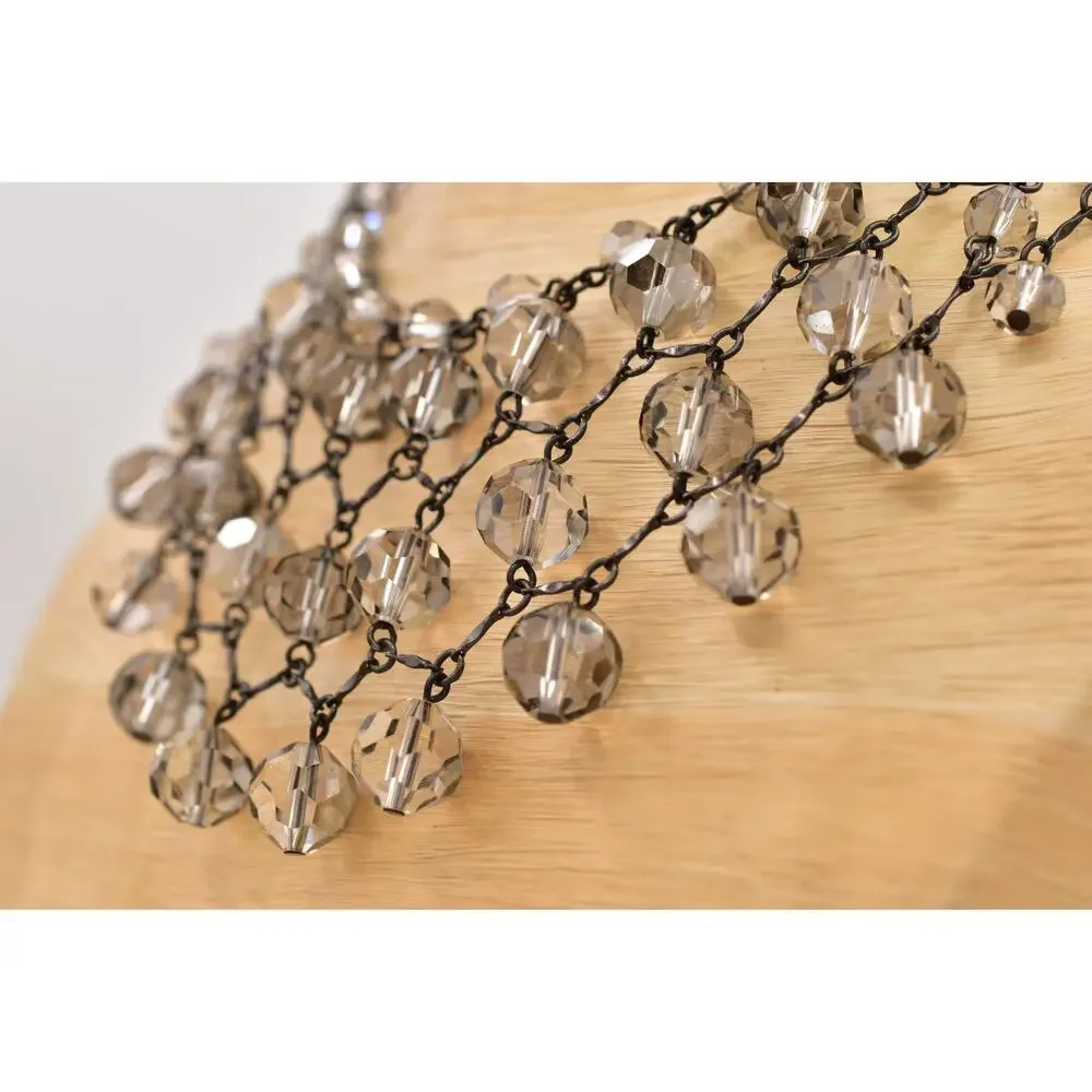 Banana Republic Vintage Glass Crystal Collar Bib Necklace Gray Statement BinBL